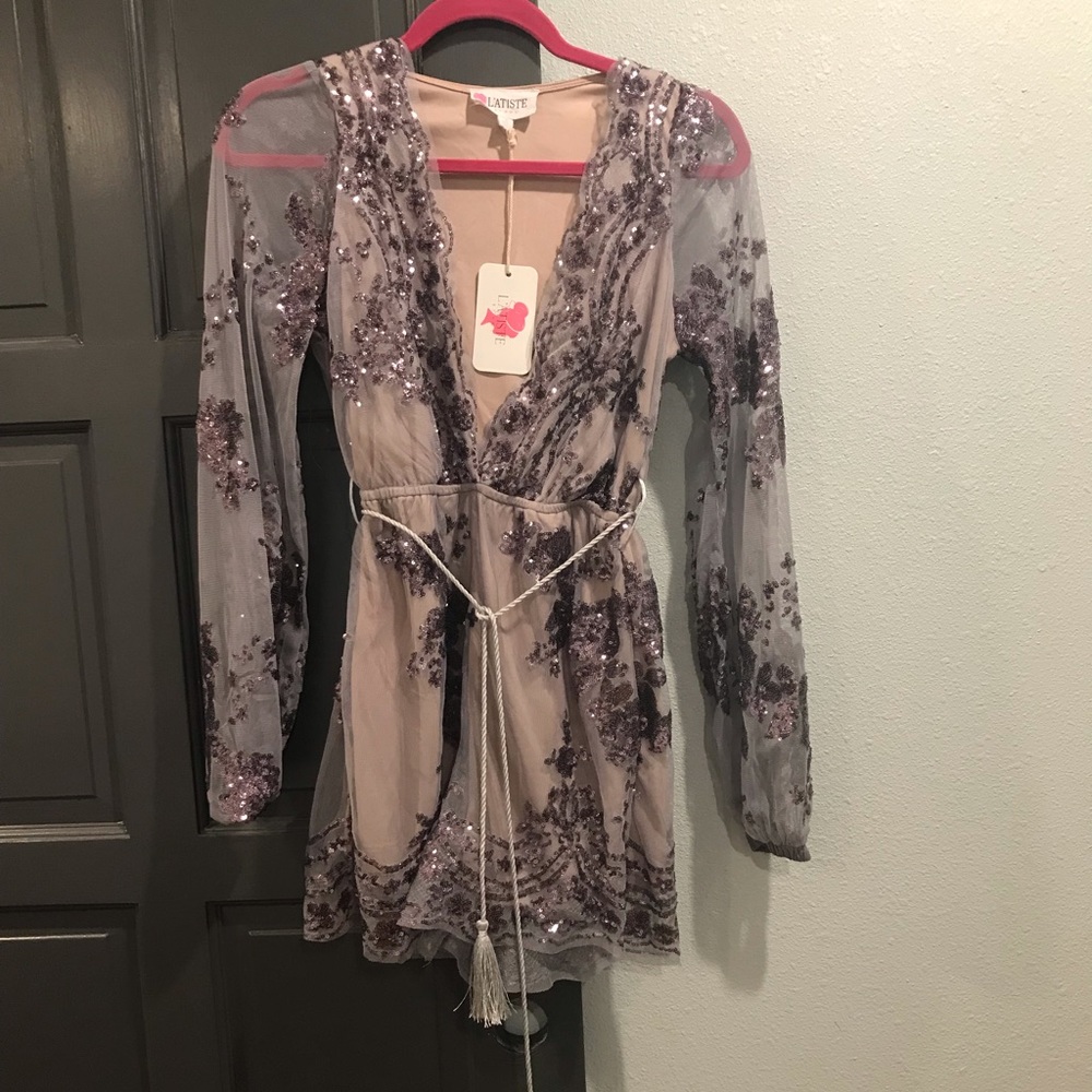 Lavender and Rose Gold Latiste Sequin Romper